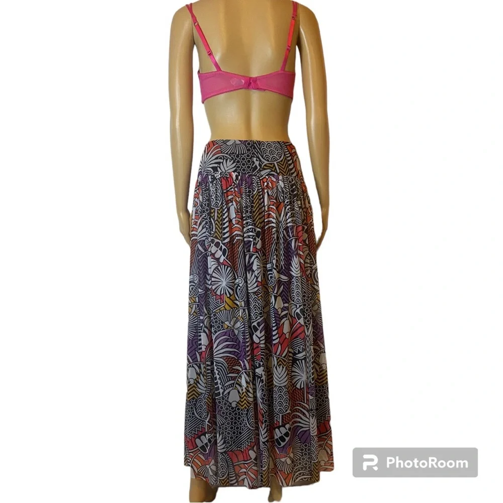FARM Rio Black and Pink Pleated Maxi Skirt - Picture 7 of 16